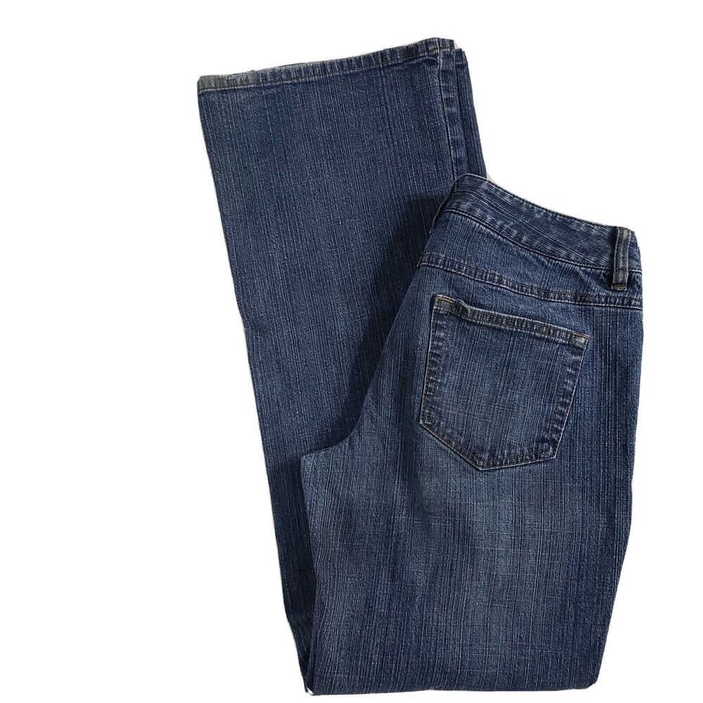 Ann Taylor Loft Womens Jeans Size 6 Flare Leg Blue Denim Stretch Mid Rise Dark - Picture 3 of 12